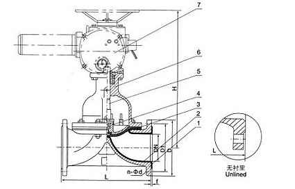G941J电动衬胶隔膜阀外形尺寸图