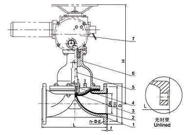G941F46电动衬氟隔膜阀外形尺寸图