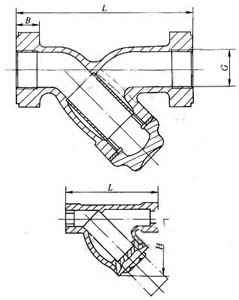内螺纹Y型过滤器外形尺寸图
