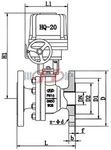 Q941F46电动衬氟球阀 配HQ执行器 