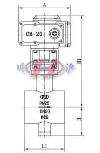 VQ947电动V型球阀 对夹式外形尺寸图