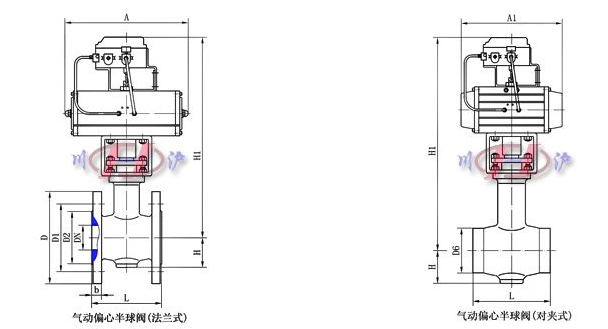 气动偏心半球阀外形尺寸图
