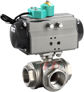 Q614/15气动内螺纹三通球阀