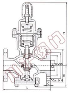 Y44H波纹管减压阀 外形尺寸图