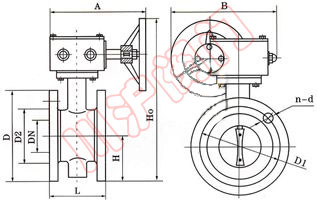 软密封法兰蝶阀 外形尺寸图