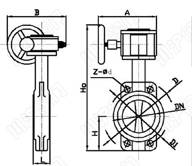 软密封对夹蝶阀 外形尺寸图