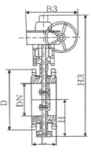 BD343H手动保温蝶阀 外形尺寸图