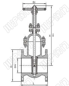 铸铁闸阀 外形尺寸图