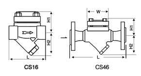 CS46膜盒式蒸汽疏水阀外形尺寸图