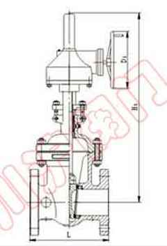 Z641H气动法兰闸阀外形尺寸图