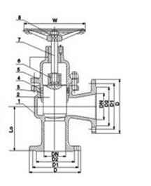 U44H角式柱塞阀 外形尺寸图